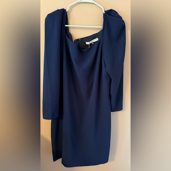 Trina Turk Blanche puff shoulder sheath dress ink navy size 14 nwt - Picture 4 of 6